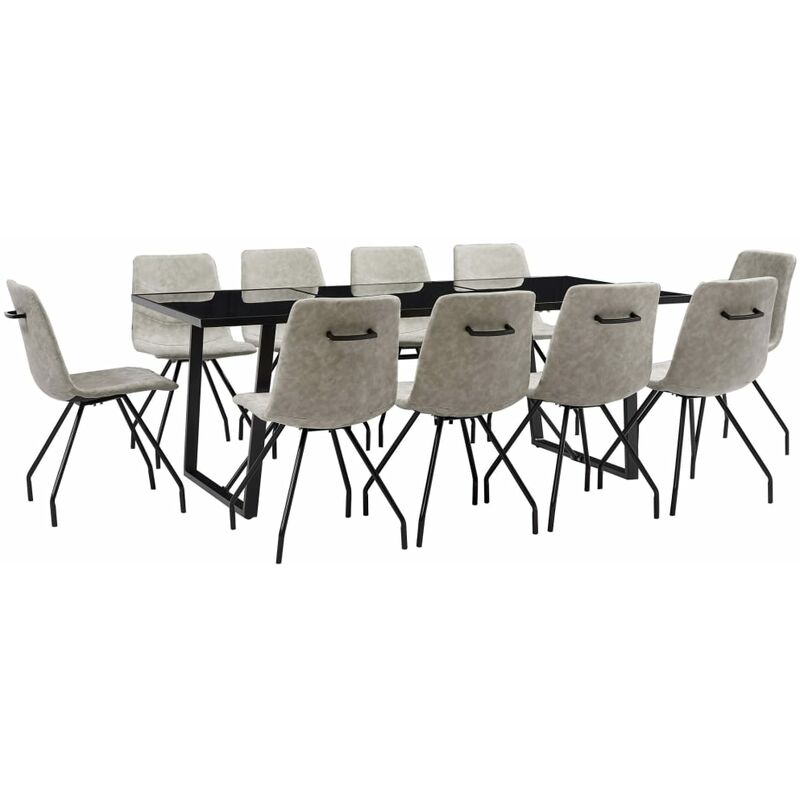 Ensemble de Salle à Manger Similicuir 11 pcs Gris