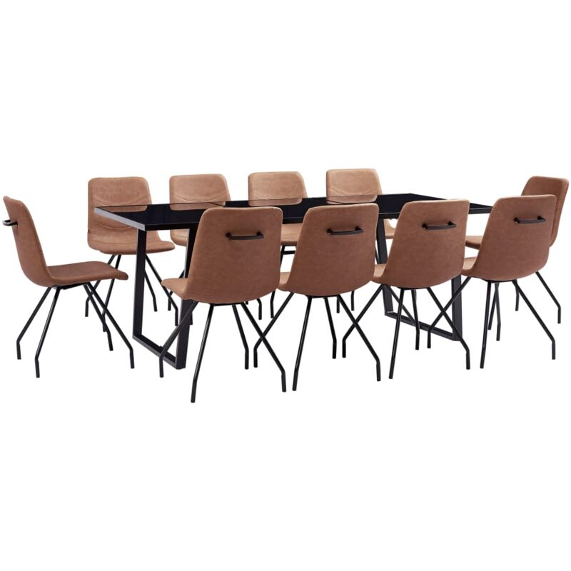 Ensemble de Salle à Manger Similicuir 11 pcs Marron