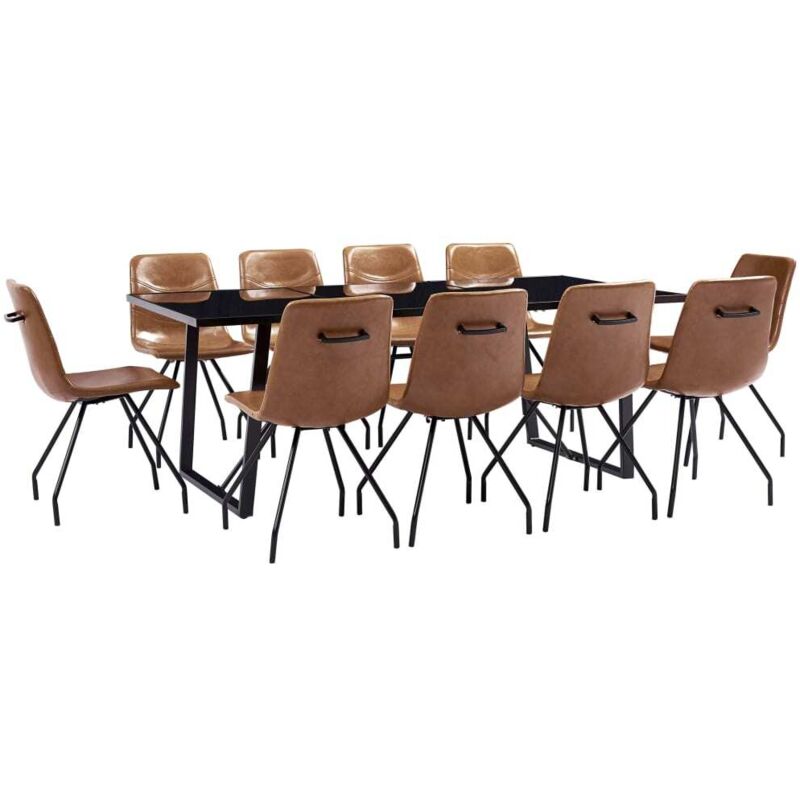 Ensemble de Salle à Manger Similicuir 11 pcs Cognac