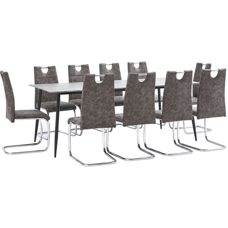 Ensemble de Salle à Manger Similicuir 11 pcs Marron
