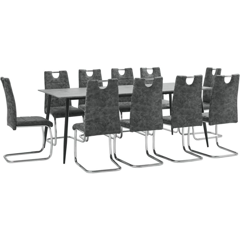 Ensemble de Salle à Manger Similicuir 11 pcs Noir