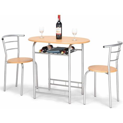 Ensemble de salle à manger 3 pièces avec table et 2 chaises table : 80 x 53 x 74 cm (naturel)