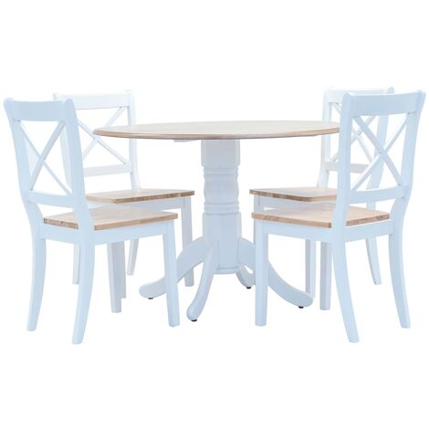 vidaXL Ensemble à dîner Cinq pièces Blanc Table et chaises de Salle à Manger Cuisine