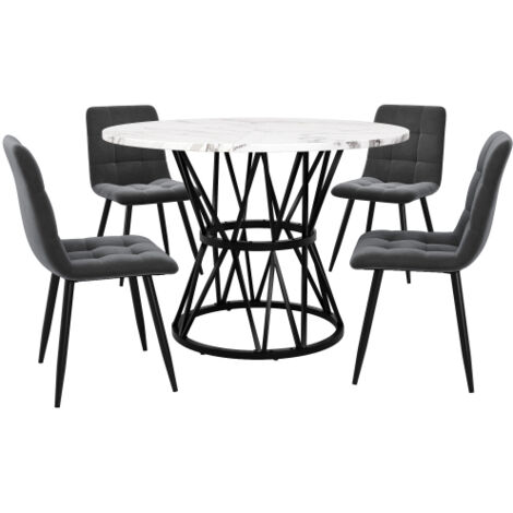Ensemble de salle à manger (5 pièces), ensemble comprenant une table et 4 chaises, ensemble moderne pour cuisine et salle à manger, table de cuisine ronde de 100 cm de diamètre, chaises de salle à man