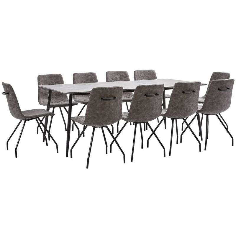 Ensemble de Salle à Manger Similicuir 11 pcs Marron Foncé