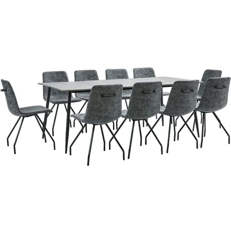 Ensemble de Salle à Manger Similicuir 11 pcs Noir