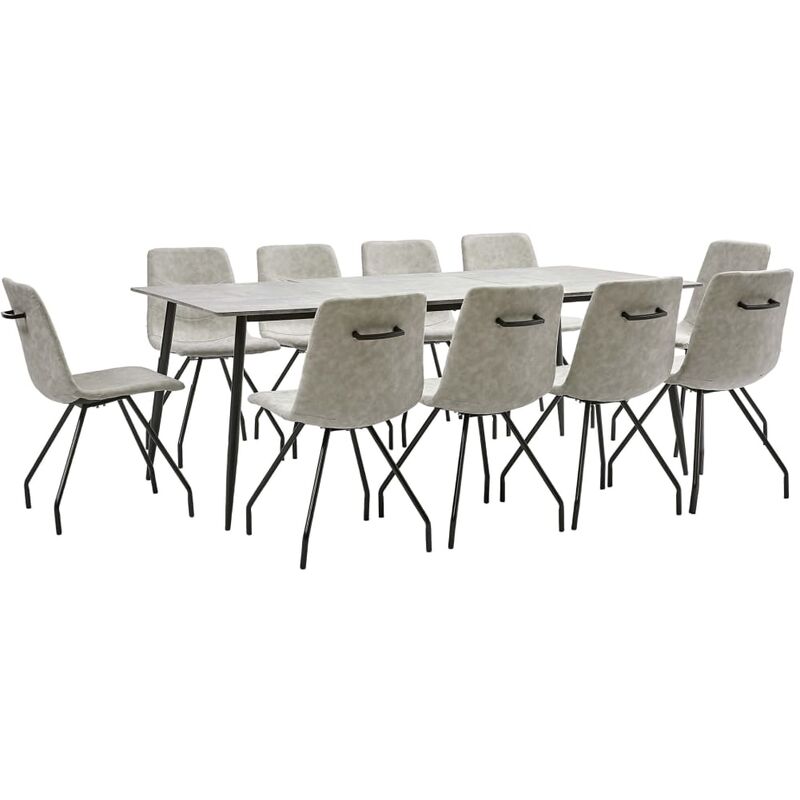 Ensemble de Salle à Manger Similicuir 11 pcs Gris