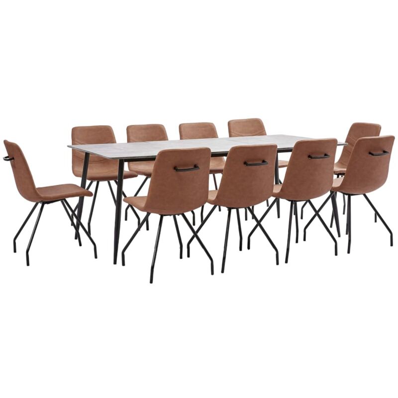 Ensemble de Salle à Manger Similicuir 11 pcs Marron