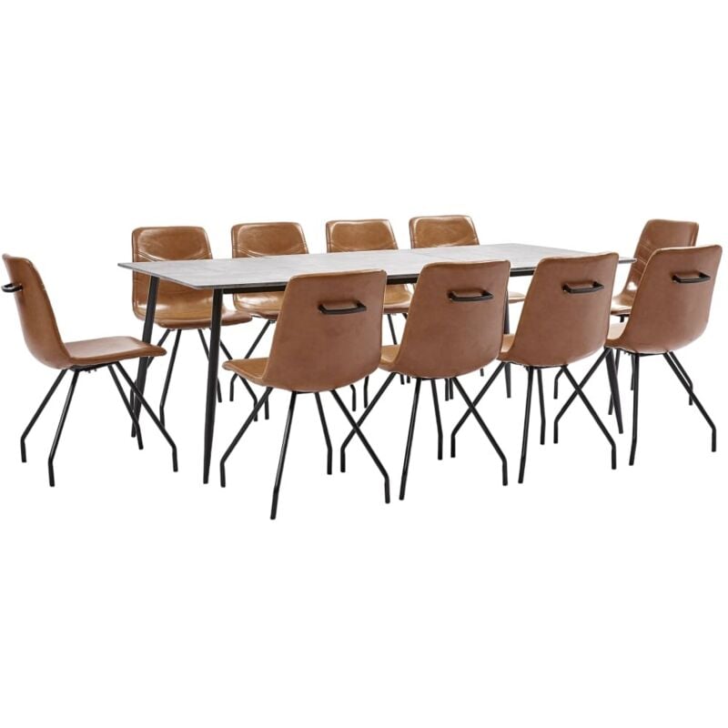 Ensemble de Salle à Manger Similicuir 11 pcs Cognac