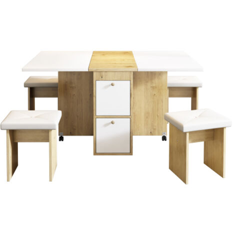 Ensemble de salle à manger (comprenant une table et 4 chaises), table à manger pliante, 120 × 80 × 75 cm, table à manger à rallonges, table à manger multifonctionnelle à rallonges, chaises de salle à