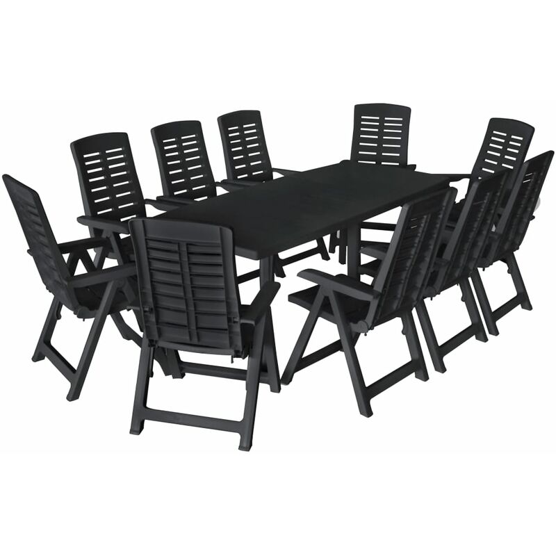 Ensemble à manger d'extérieur 11 pcs Plastique Anthracite Vidaxl