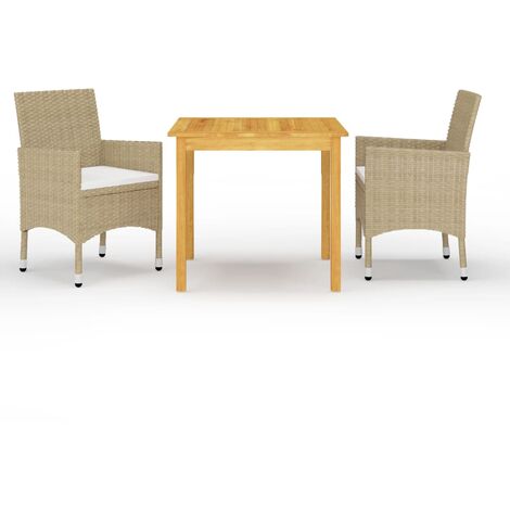 Ensemble de salle à manger de jardin 3 pcs Beige 5