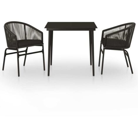 Ensemble de salle à manger de jardin 3 pcs Noir 10