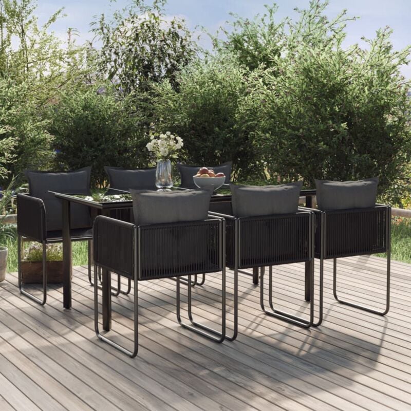 Vidaxl - Ensemble de salle à manger de jardin 7 pcs Noir