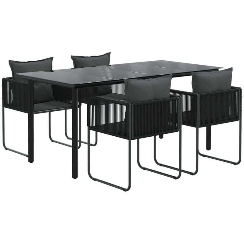 Ensemble de salle à manger de jardin 5 pcs Noir