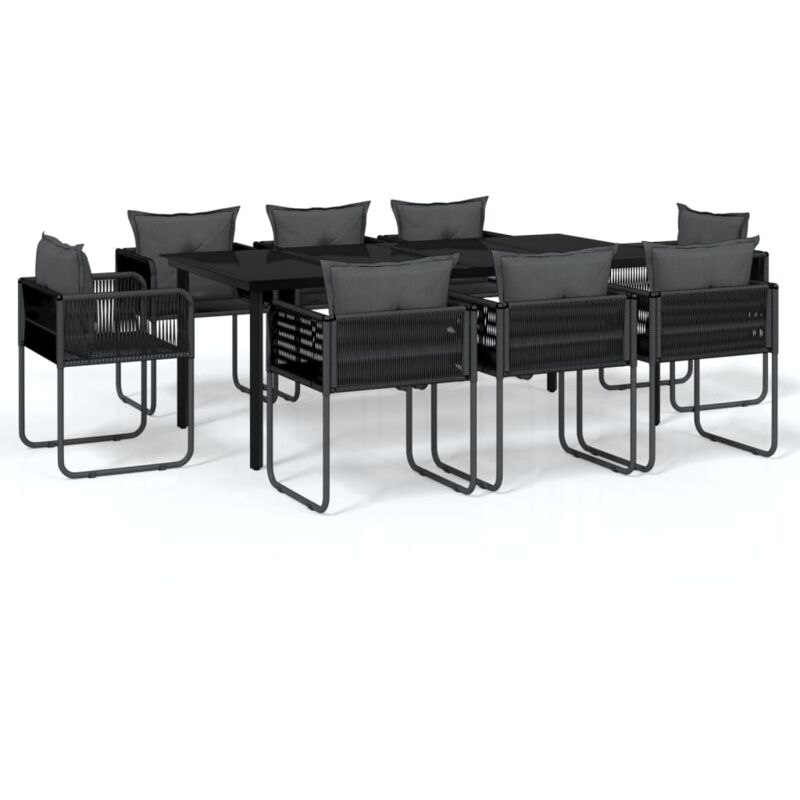 Ensemble à manger de jardin 9 pcs Noir vidaXL
