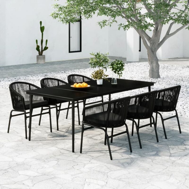 Vidaxl - Ensemble à manger de jardin 7 pcs Noir