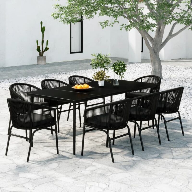 Vidaxl - Ensemble à manger de jardin 9 pcs Noir