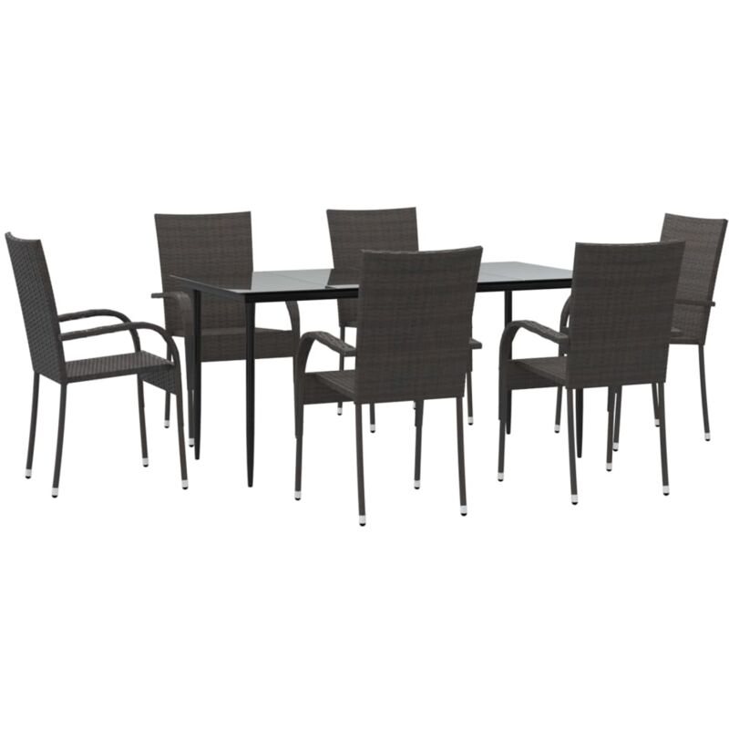 Vidaxl - Ensemble à manger de jardin 7 pcs Marron Résine tressée
