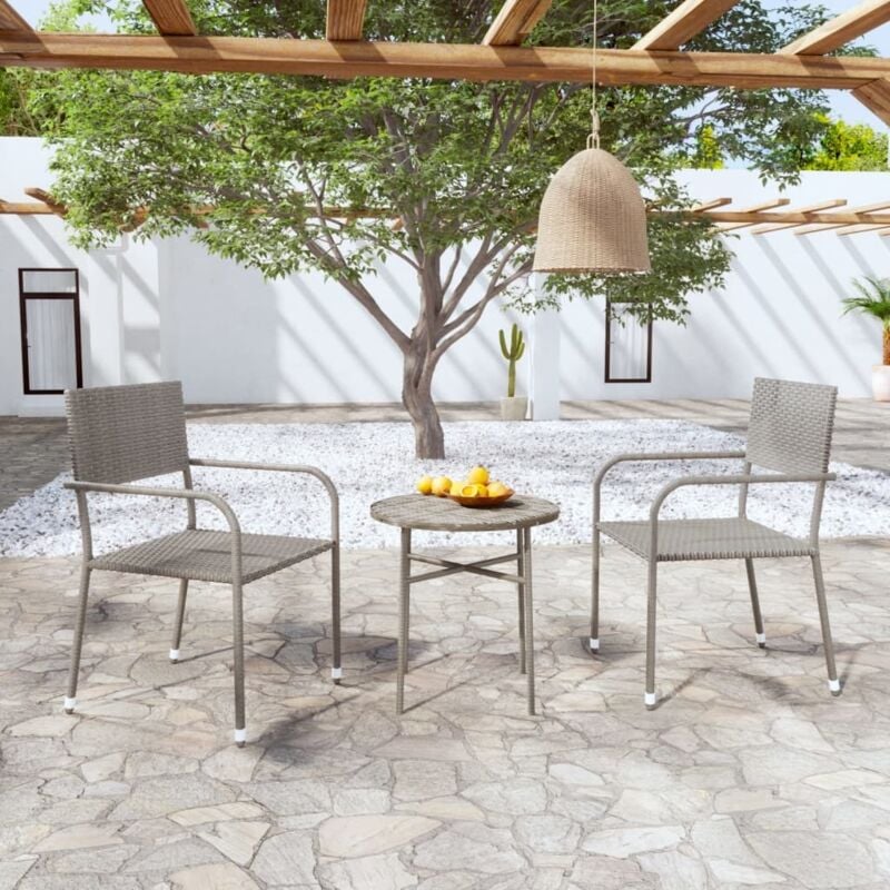 Vidaxl - Ensemble de salle à manger de jardin 3 pcs Résine tressée Gris