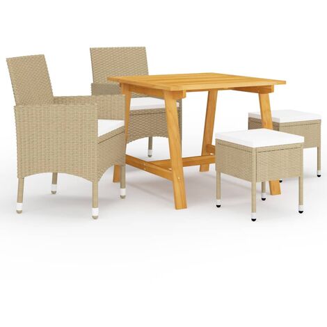 Ensemble de salle à manger de jardin 5 pcs Beige 4