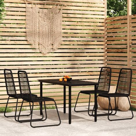 Ensemble de salle à manger de jardin 5 pcs Noir 39