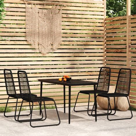 Ensemble de salle à manger de jardin 5 pcs Noir 46