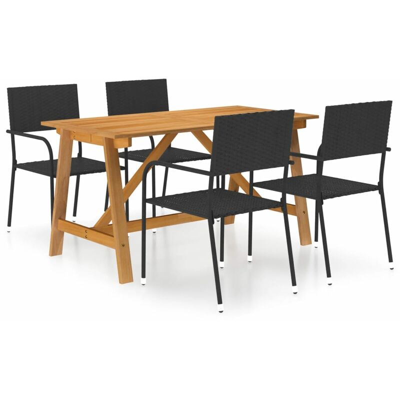 Vidaxl - Ensemble à manger de jardin 5 pcs Noir