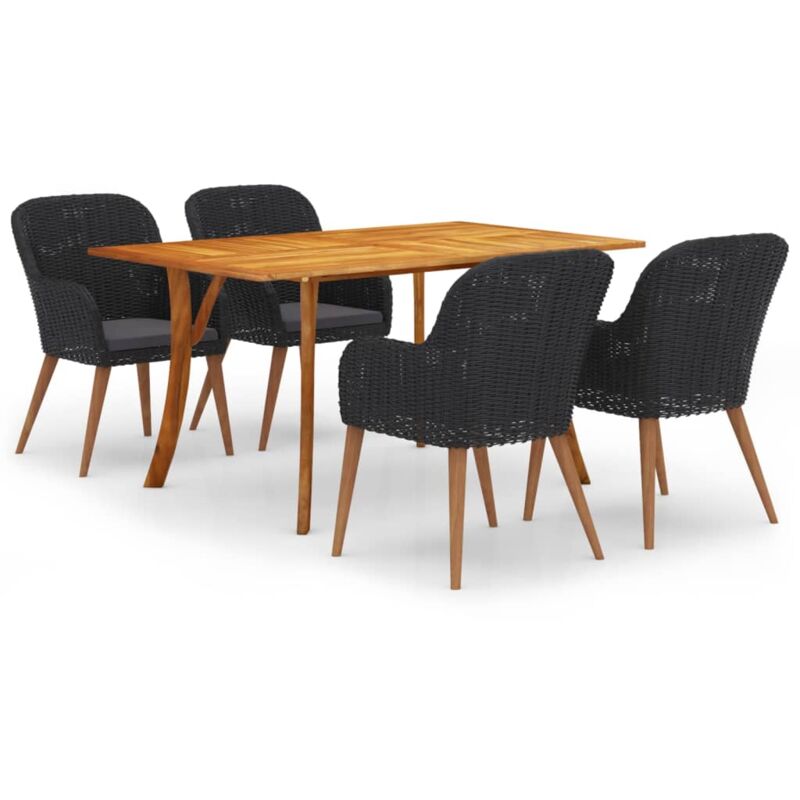 Ensemble de salle à manger de jardin 5 pcs Noir