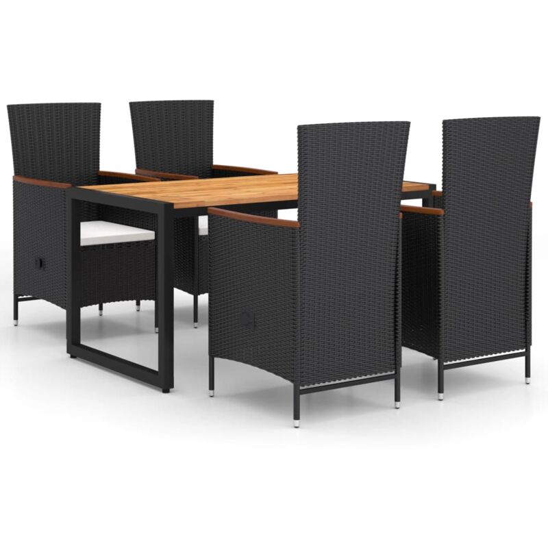 Ensemble de salle à manger de jardin 5 pcs Noir