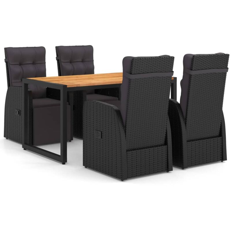 Ensemble de salle à manger de jardin 5 pcs Noir