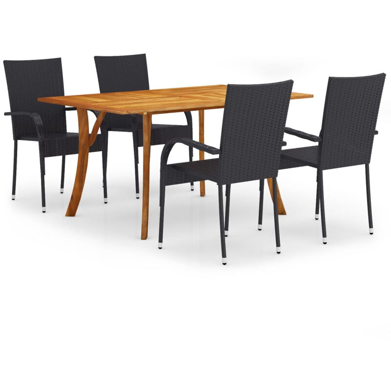 Ensemble de salle a manger de jardin 5 pcs Noir