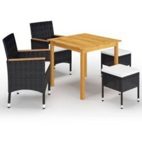 Ensemble de salle à manger de jardin 5 pcs Noir