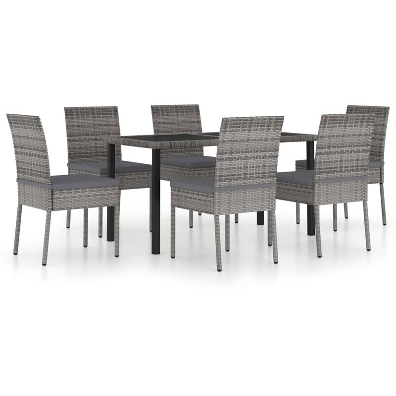 Vidaxl - Ensemble à manger de jardin 7 pcs Résine tressée Gris