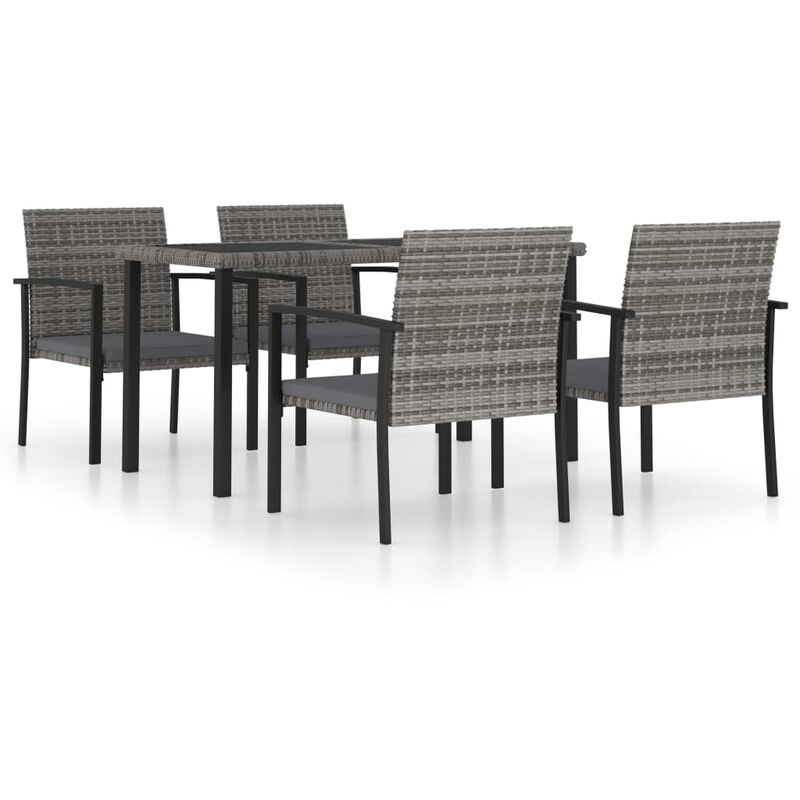 Vidaxl - Ensemble à manger de jardin 5 pcs Résine tressée Gris