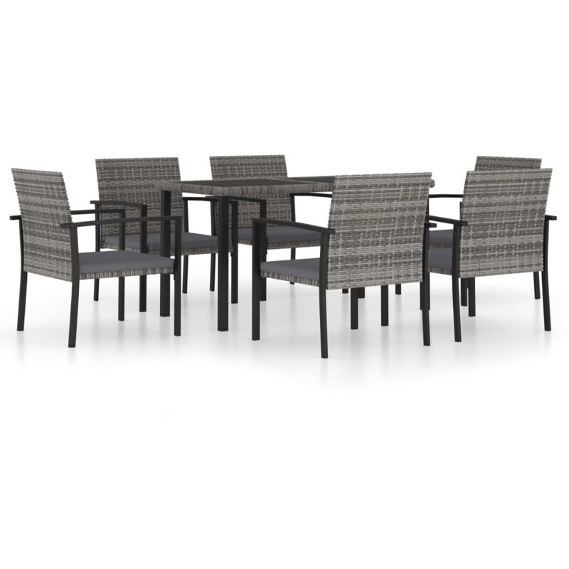 Vidaxl - Ensemble à manger de jardin 7 pcs Résine tressée Gris