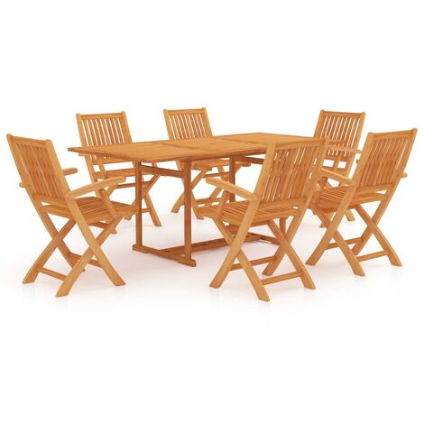 Ensemble de salle à manger de jardin 7 pcs Bois de teck massif 2