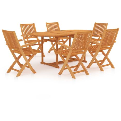 Ensemble de salle à manger de jardin 7 pcs Bois de teck massif 9
