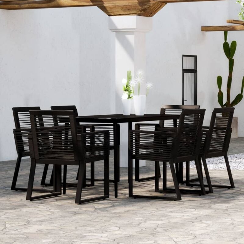 Vidaxl - Ensemble de salle à manger de jardin 7 pcs Noir