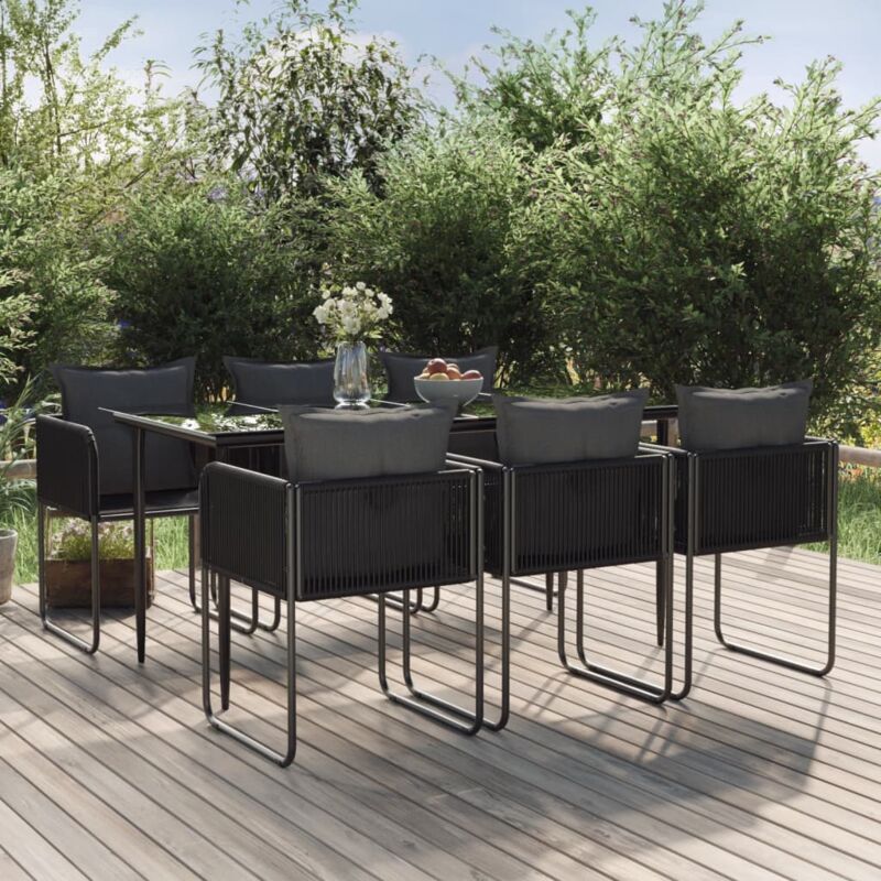 Vidaxl - Ensemble de salle à manger de jardin 7 pcs Noir