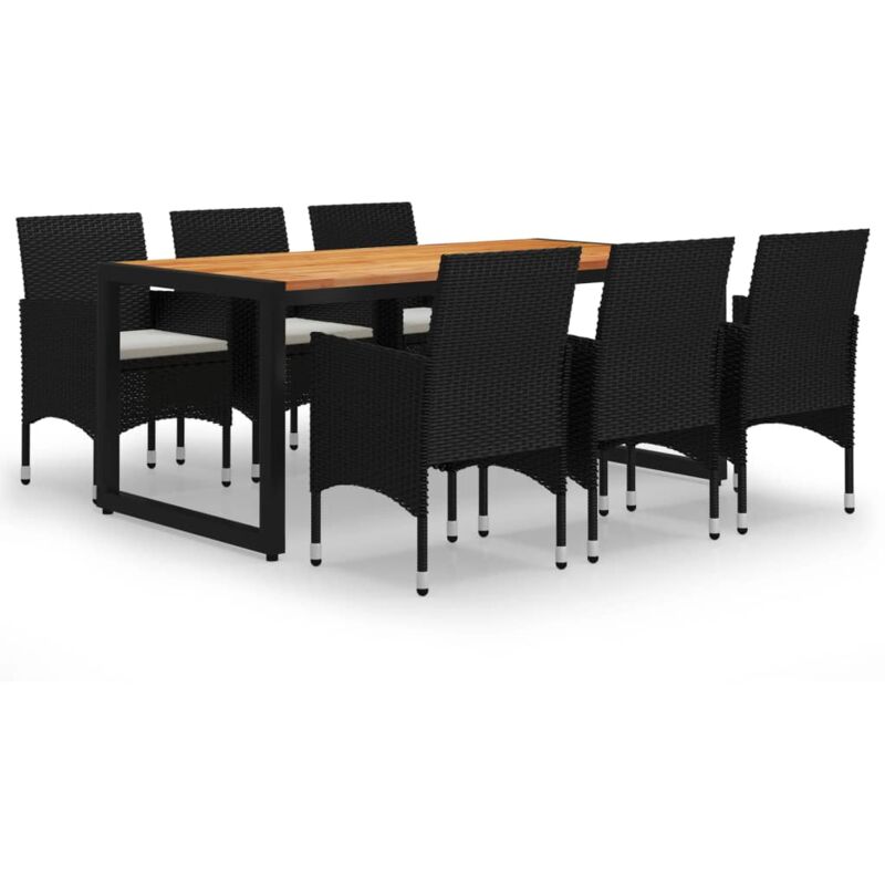 Ensemble de salle à manger de jardin 7 pcs Noir