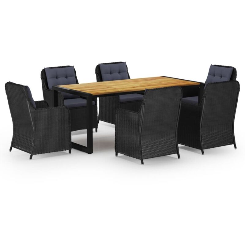 Ensemble de salle à manger de jardin 7 pcs Noir