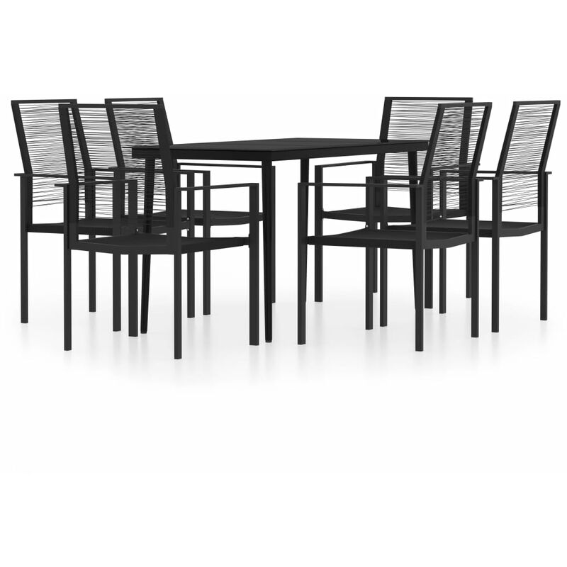 Vidaxl - Ensemble à manger de jardin 7 pcs Noir