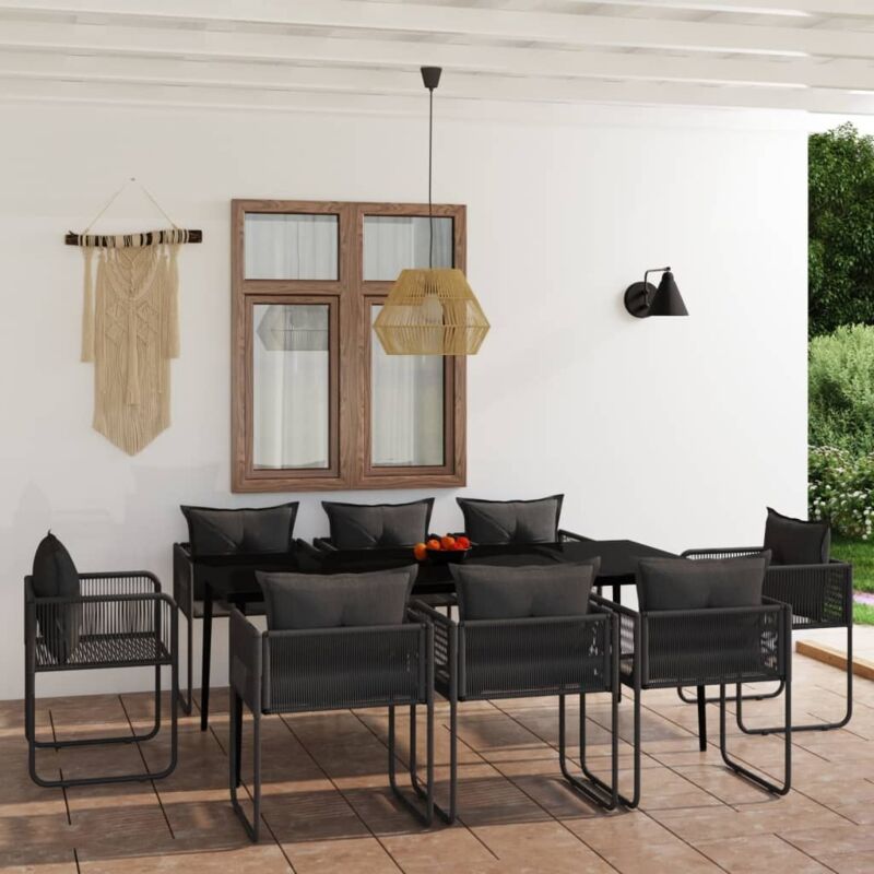 Ensemble à manger de jardin 9 pcs Noir vidaXL