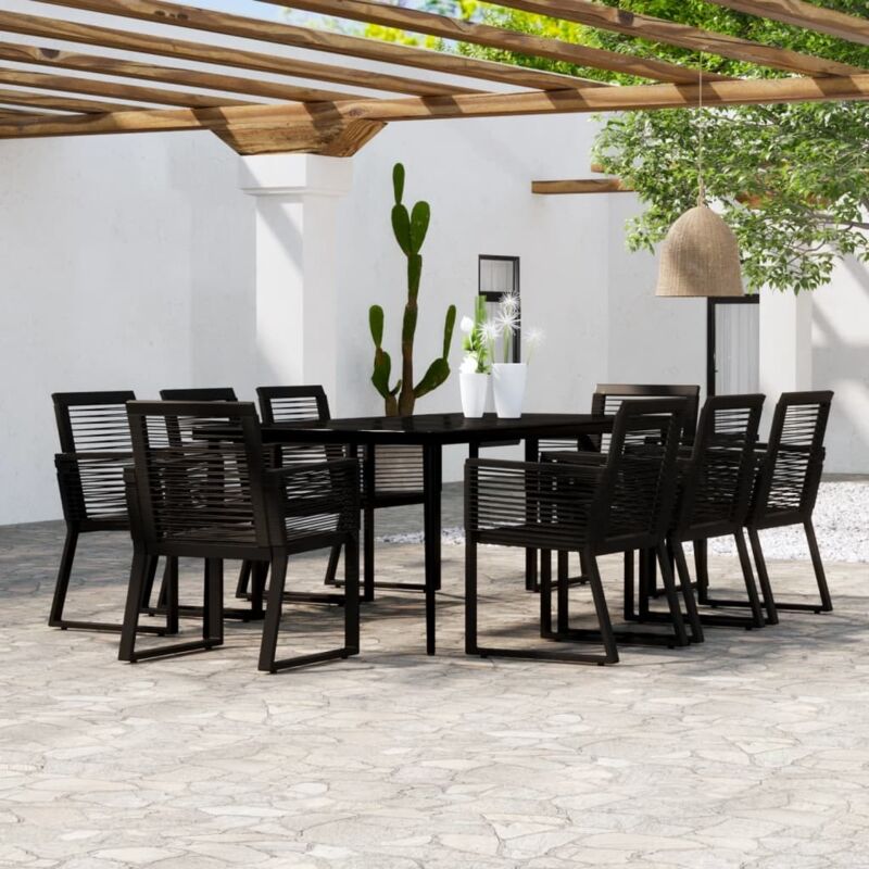 Vidaxl - Ensemble à manger de jardin 9 pcs Noir