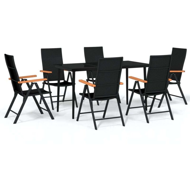 Ensemble à manger de jardin 7 pcs Noir vidaXL