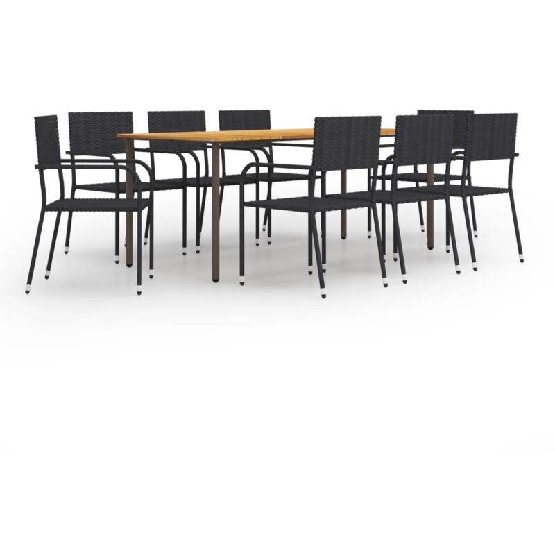 Vidaxl - Ensemble de salle à manger de jardin 9 pcs Résine tressée Noir