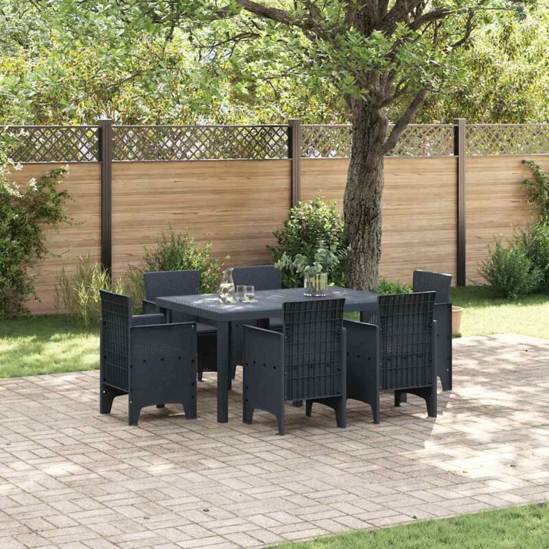 Ensemble de salle à manger pour jardin 7 pcs Anthracite Vidaxl