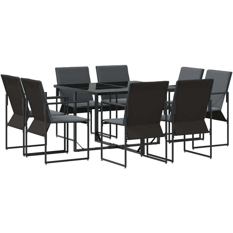 Ensemble de salle à manger de jardin de 10 pièces avec coussins en acier et textilène Vidaxl