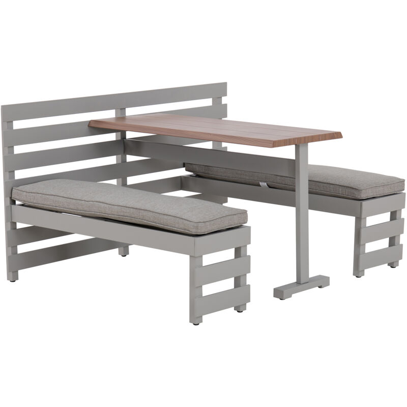 Table à manger de jardin en acier LAGOS - 126 cm x 157 cm, gris